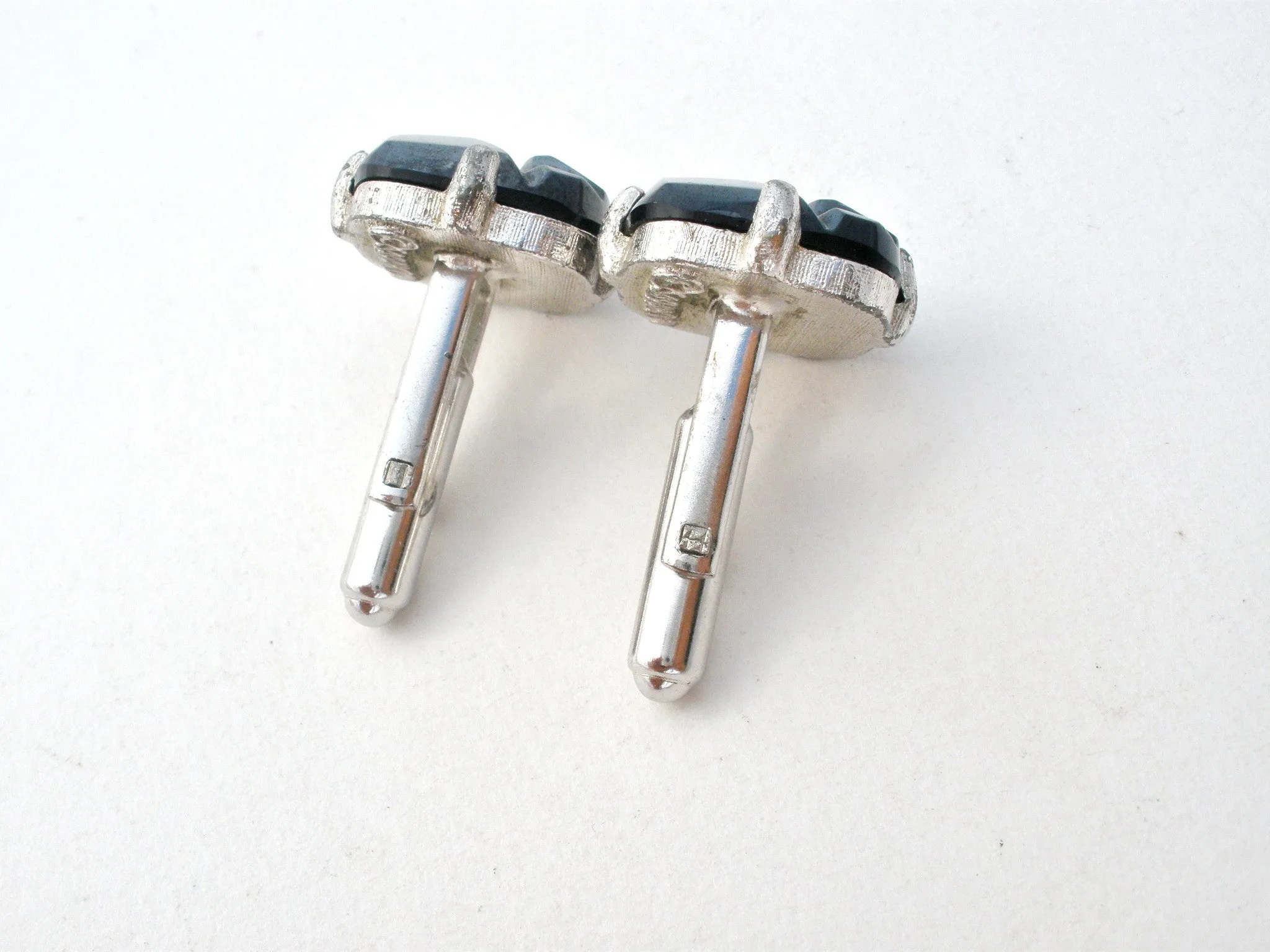 Sarah Coventry Hematite Cufflinks & Tie Bar Set Vintage