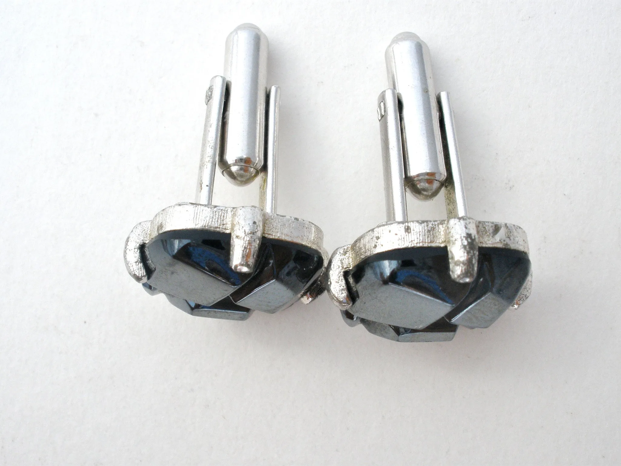 Sarah Coventry Hematite Cufflinks & Tie Bar Set Vintage