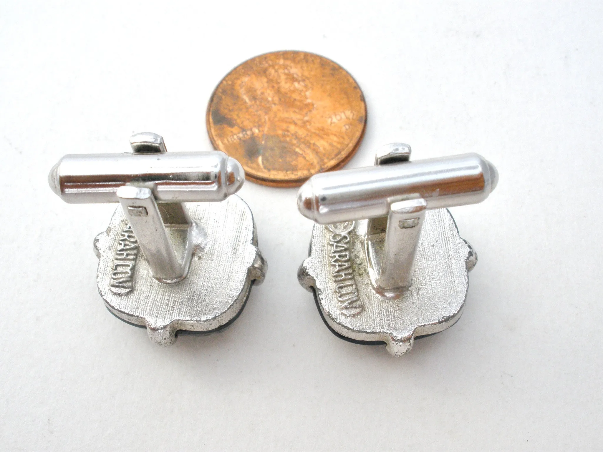 Sarah Coventry Hematite Cufflinks & Tie Bar Set Vintage