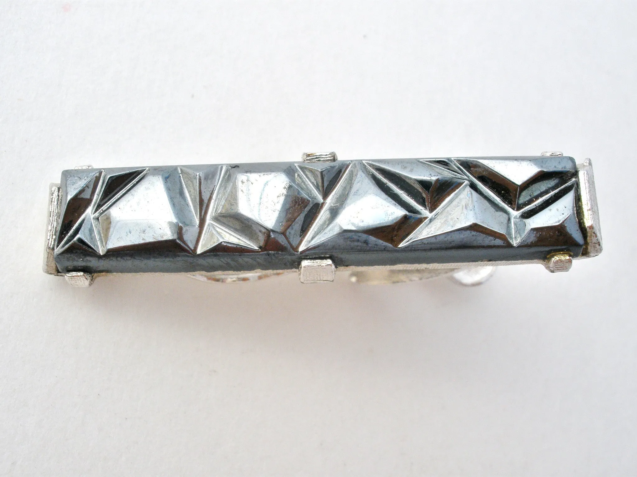 Sarah Coventry Hematite Cufflinks & Tie Bar Set Vintage