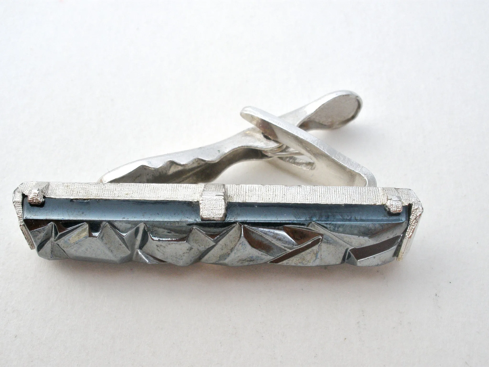 Sarah Coventry Hematite Cufflinks & Tie Bar Set Vintage