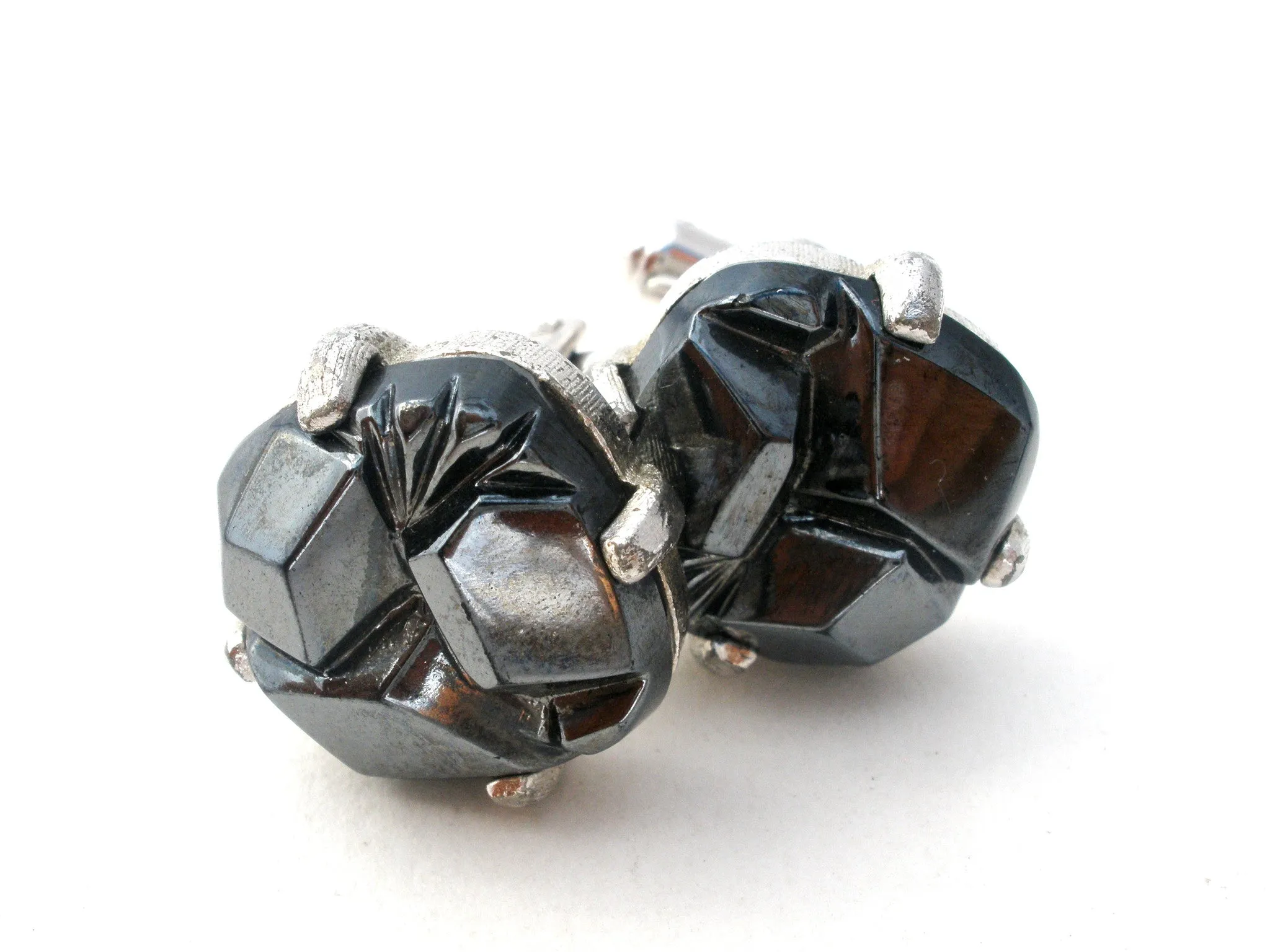 Sarah Coventry Hematite Cufflinks & Tie Bar Set Vintage