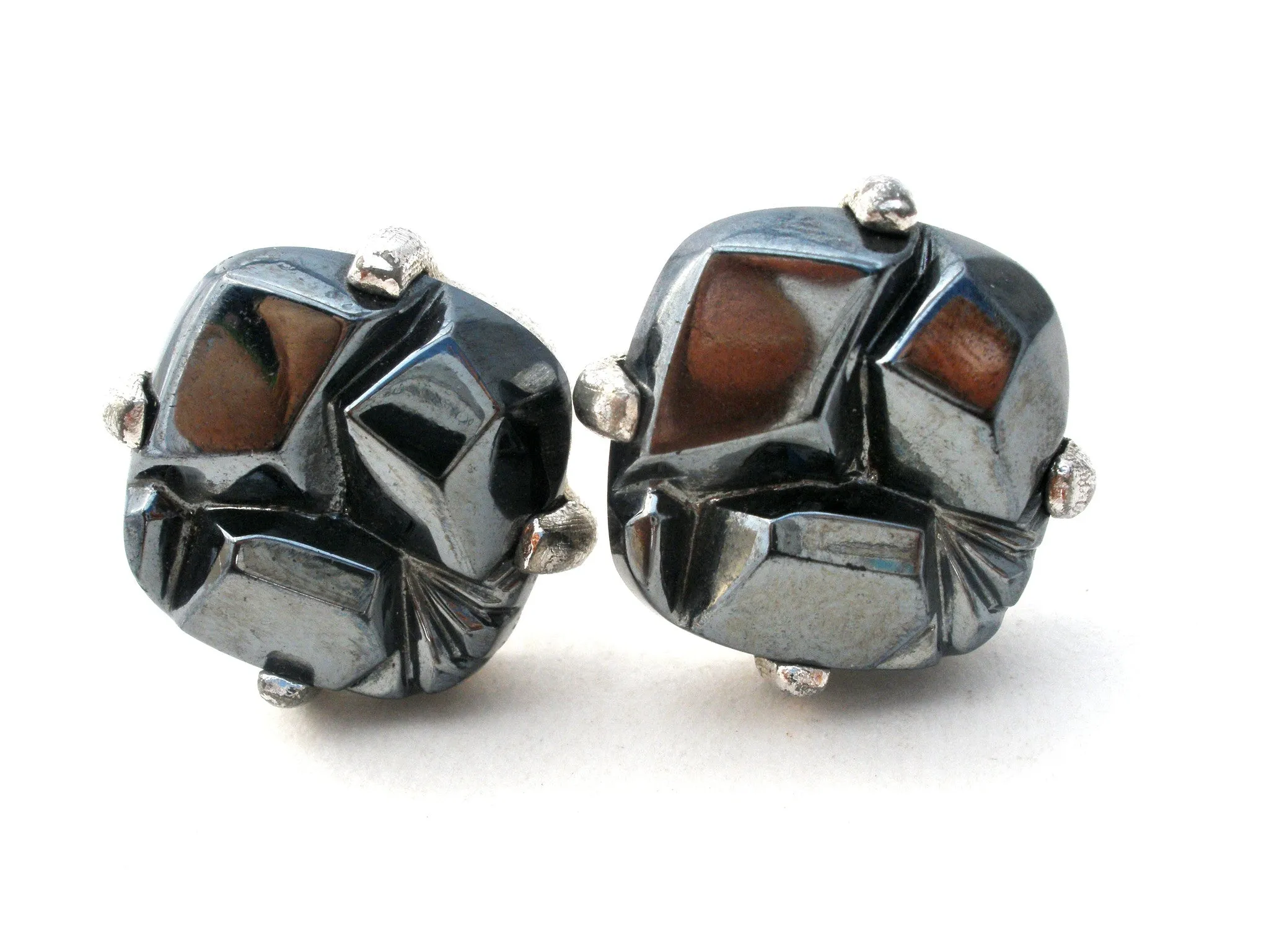 Sarah Coventry Hematite Cufflinks & Tie Bar Set Vintage