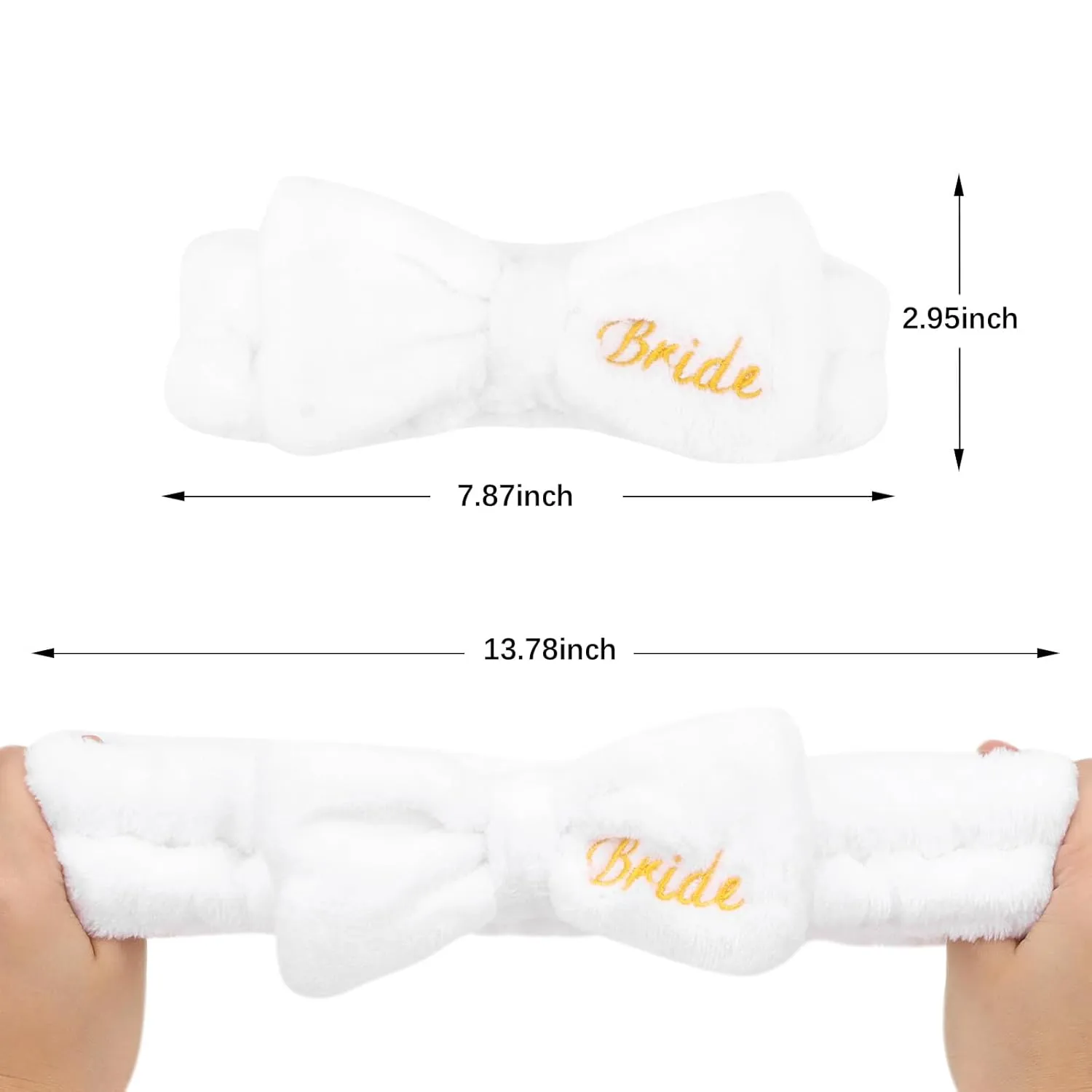 Semato Bachelorette Party Favor Set Bride Spa Headband Bride Headband and Bridesmaid Headband Skincare Headbands for Women Cute Bow Head Bands Party Supplies (1 bride  7 black)
