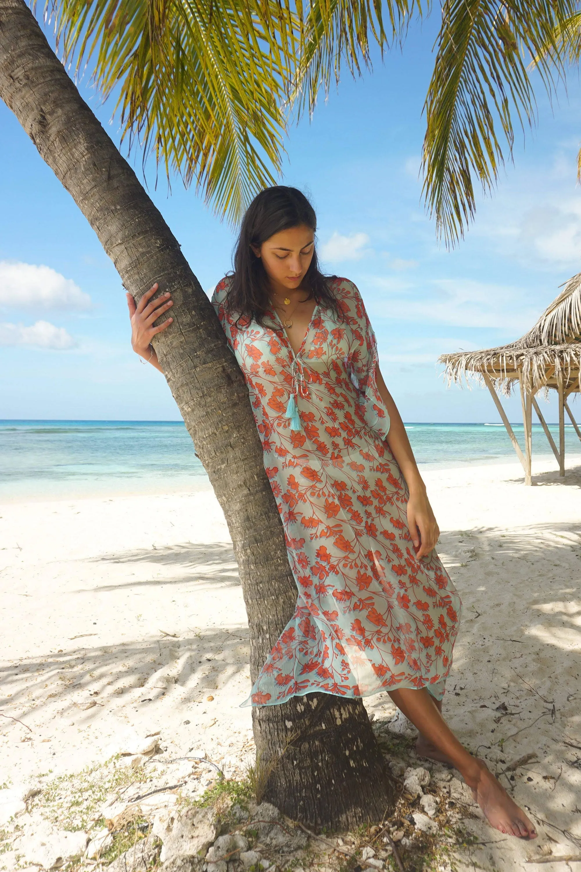 Silk Chiffon Ellie Kaftan FLAMBOYANT FLOWER