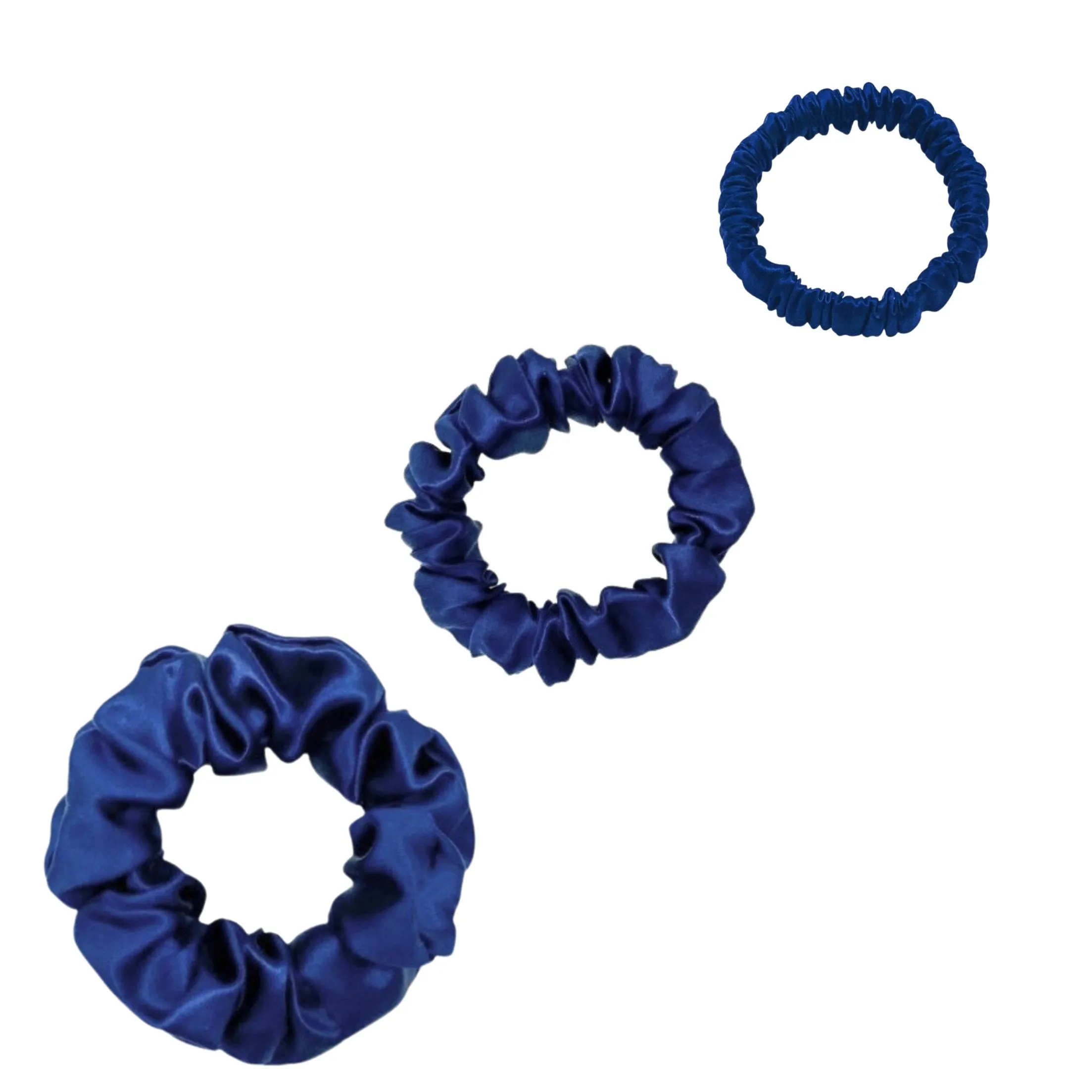 Silk Scrunchies Set - Dark Grey / Pewter - Mini, Small, Medium