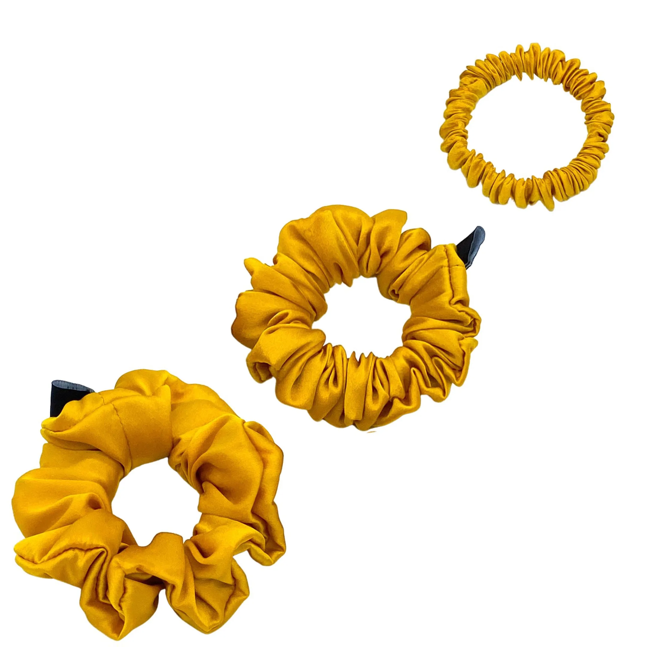 Silk Scrunchies Set - Dark Grey / Pewter - Mini, Small, Medium