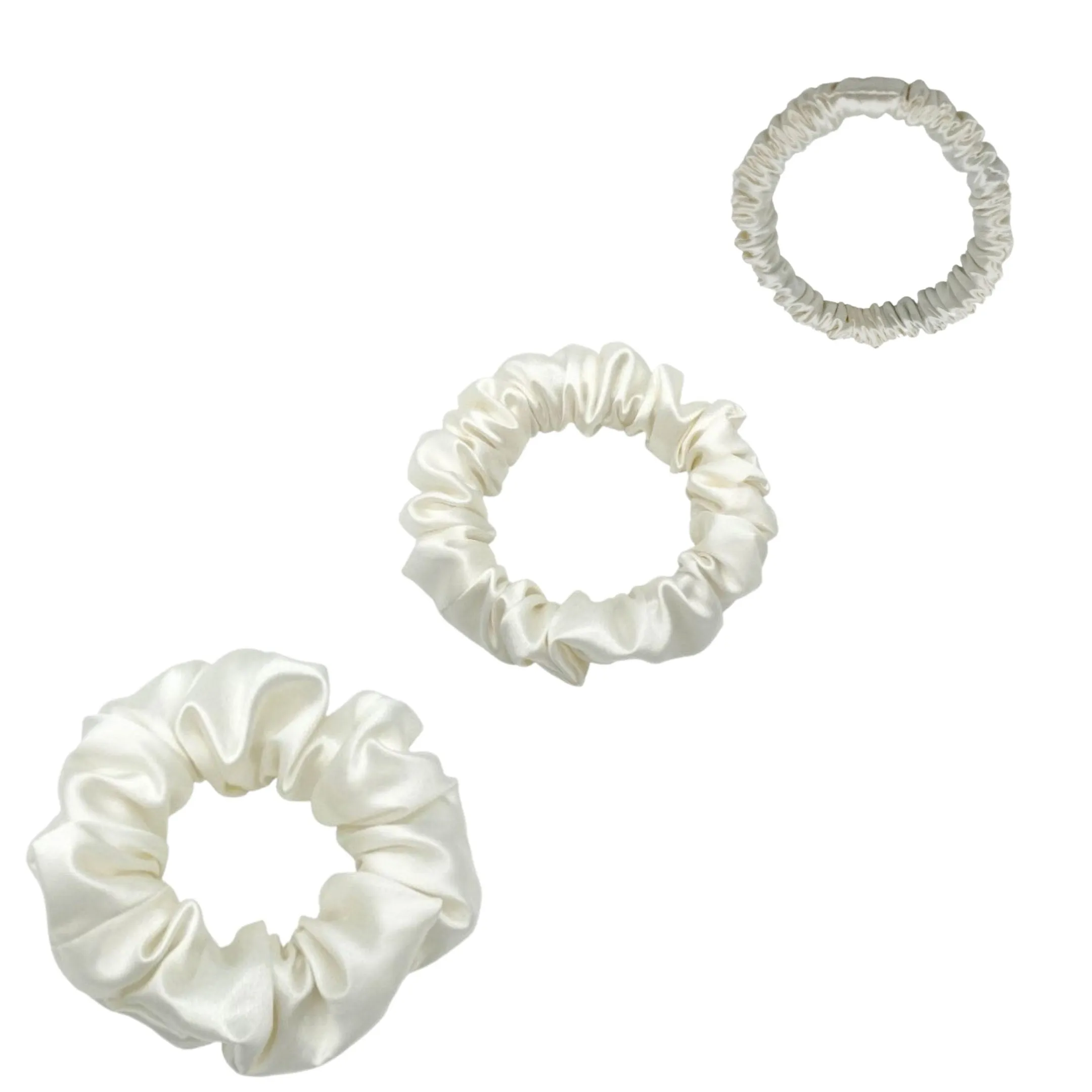 Silk Scrunchies Set - Dark Grey / Pewter - Mini, Small, Medium