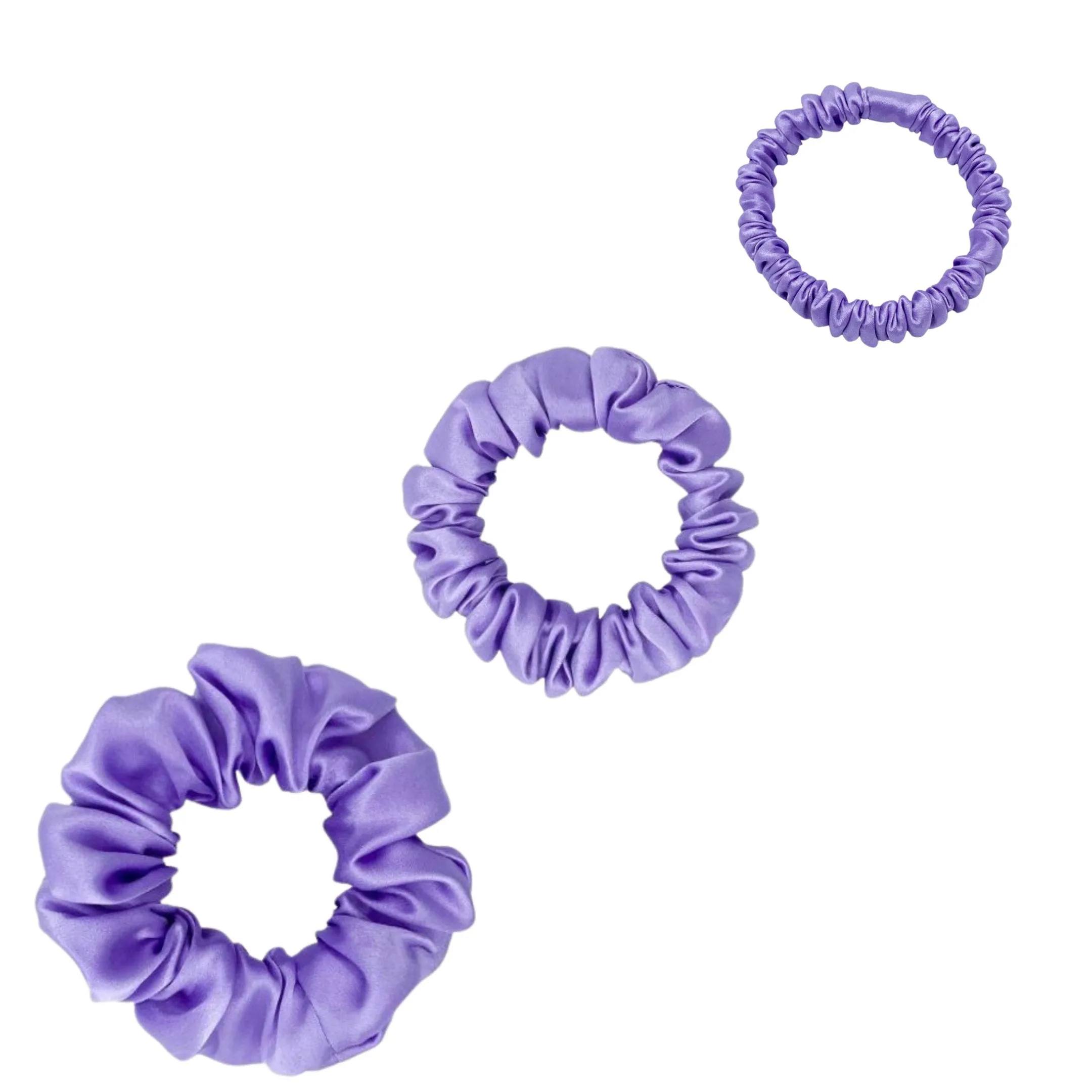 Silk Scrunchies Set - Dark Grey / Pewter - Mini, Small, Medium