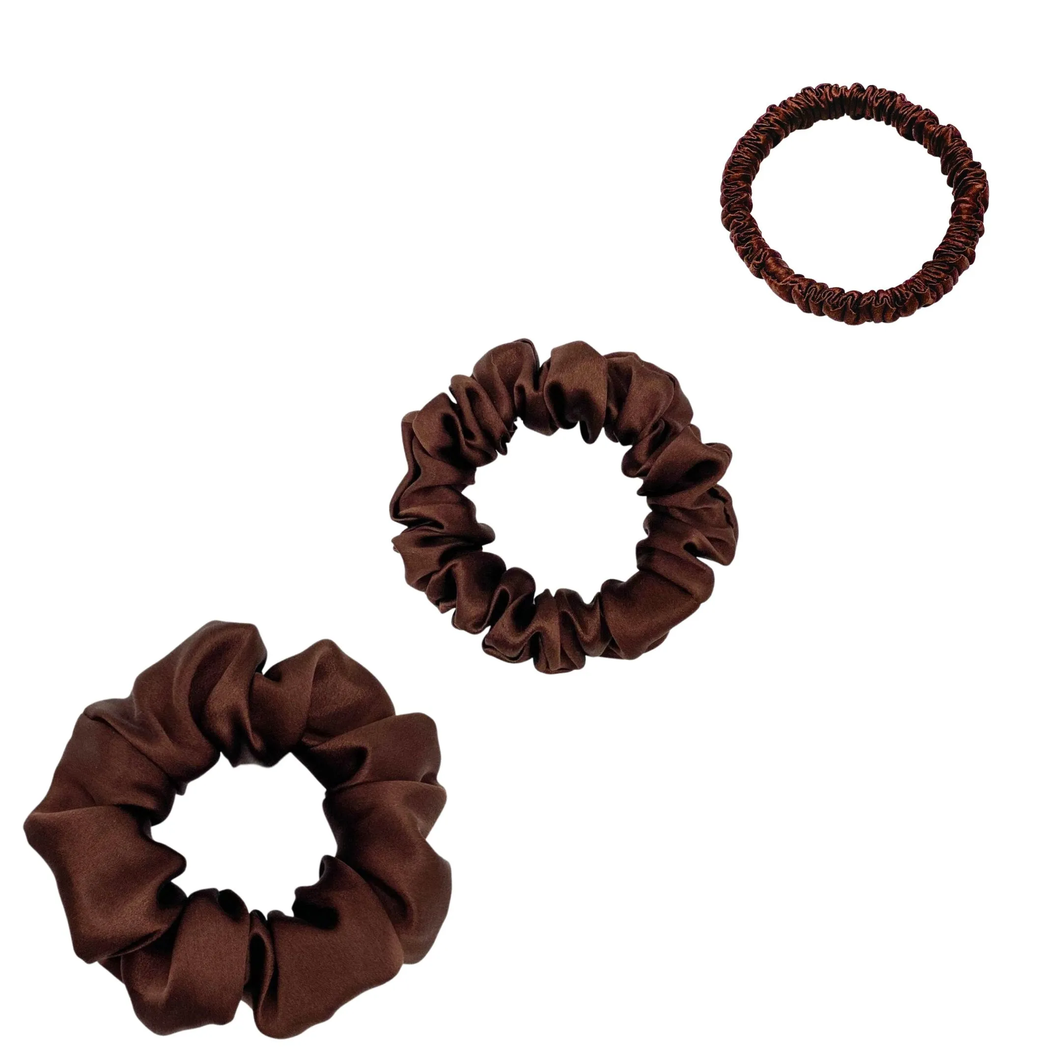 Silk Scrunchies Set - Dark Grey / Pewter - Mini, Small, Medium
