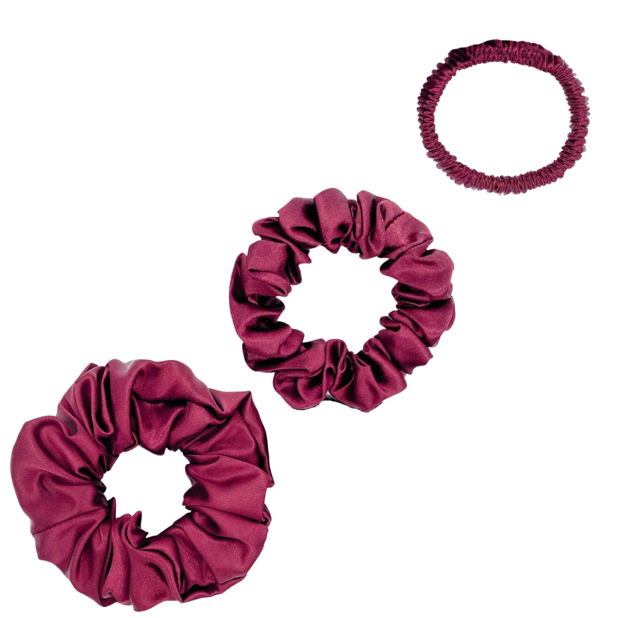 Silk Scrunchies Set - Dark Grey / Pewter - Mini, Small, Medium