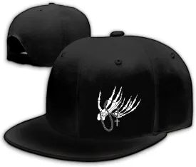 Snap Backpack Hat for Men Skull Hat Snapback Hats Flat Bill Baseball Cap Adjustable Skeleton Hand Black