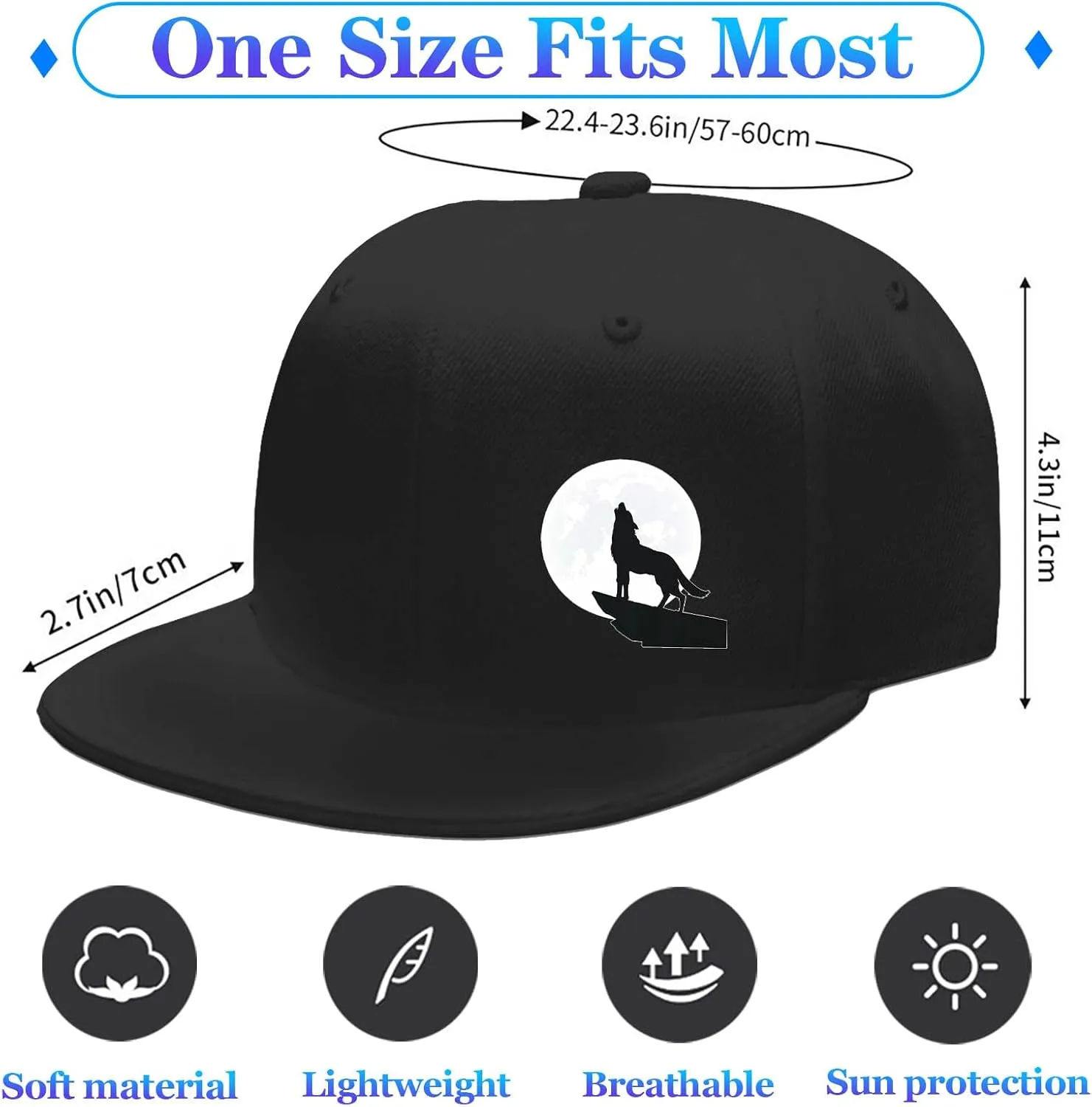 Snapback Hats for Men Flat Bill Hats for Men Fitted Hat Black Baseball Hats Hip Hop Caps