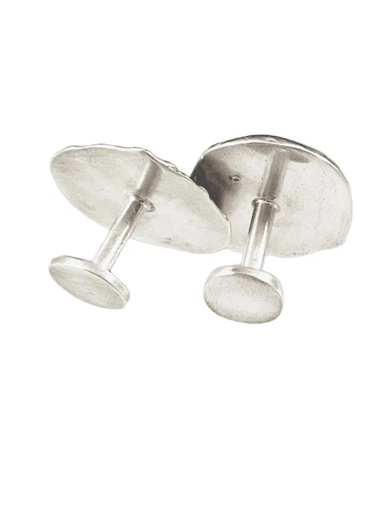 Sterling Silver Crest Diamond Cufflinks