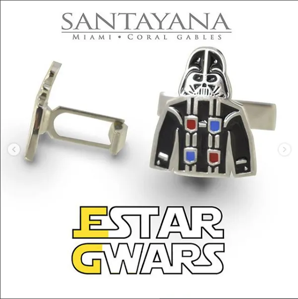 Sterling Silver Enamel Cufflinks Darth Guayabera