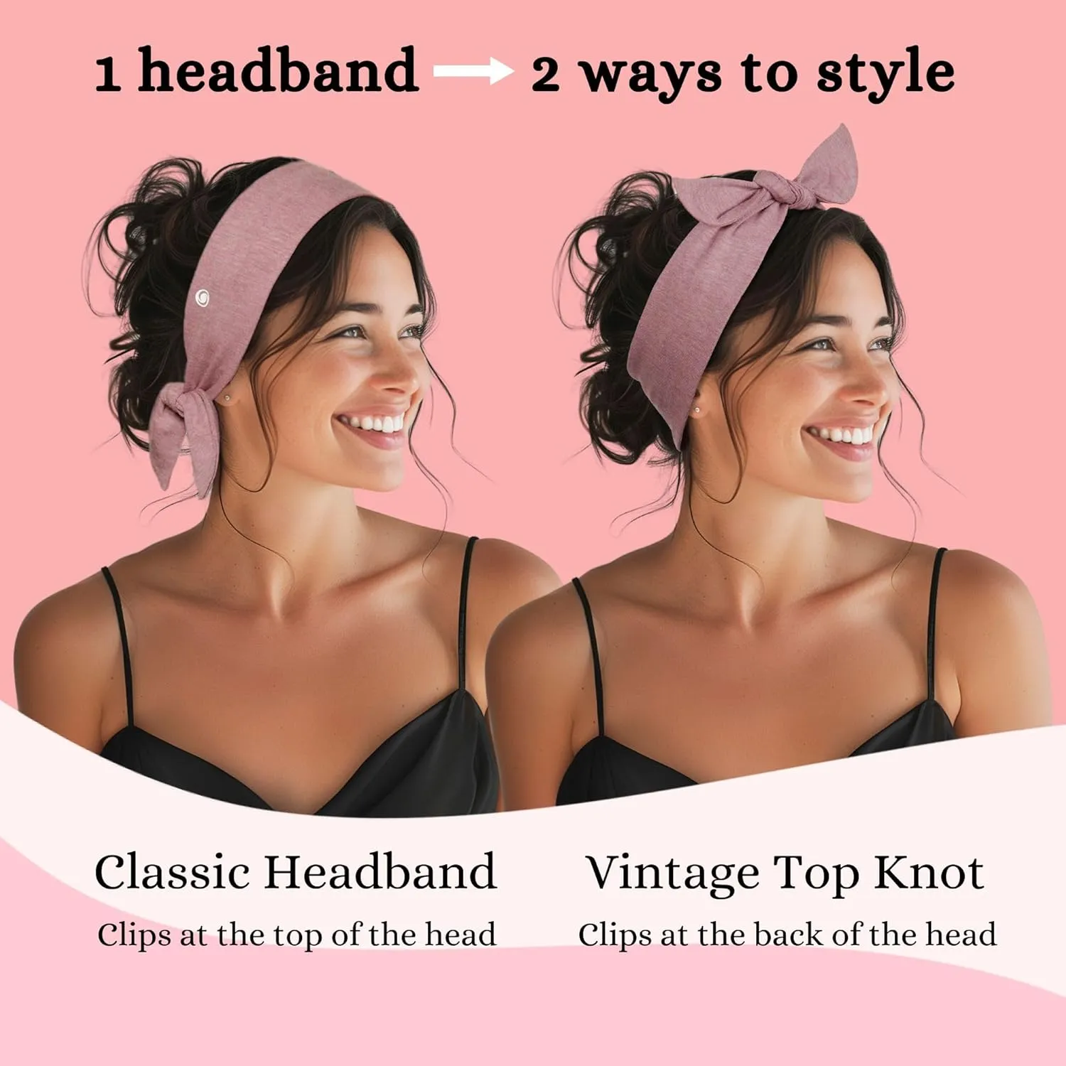 SWAY Patented 6- Clip Non Slip Stretchy Headbands for Women - 32"x 2.5??- Many Cute Ways to Style - Soft Moisture-Wicking Cloth Athletic Sweat Headbands for Gym, Yoga, Workouts, Running and Nurses