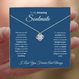 To My Soulmate Love Knot Pendant Necklace, Necklace Gift for Soulmate, Birthday Gift for Wife, Jewelry Necklace Gift for Soulmate