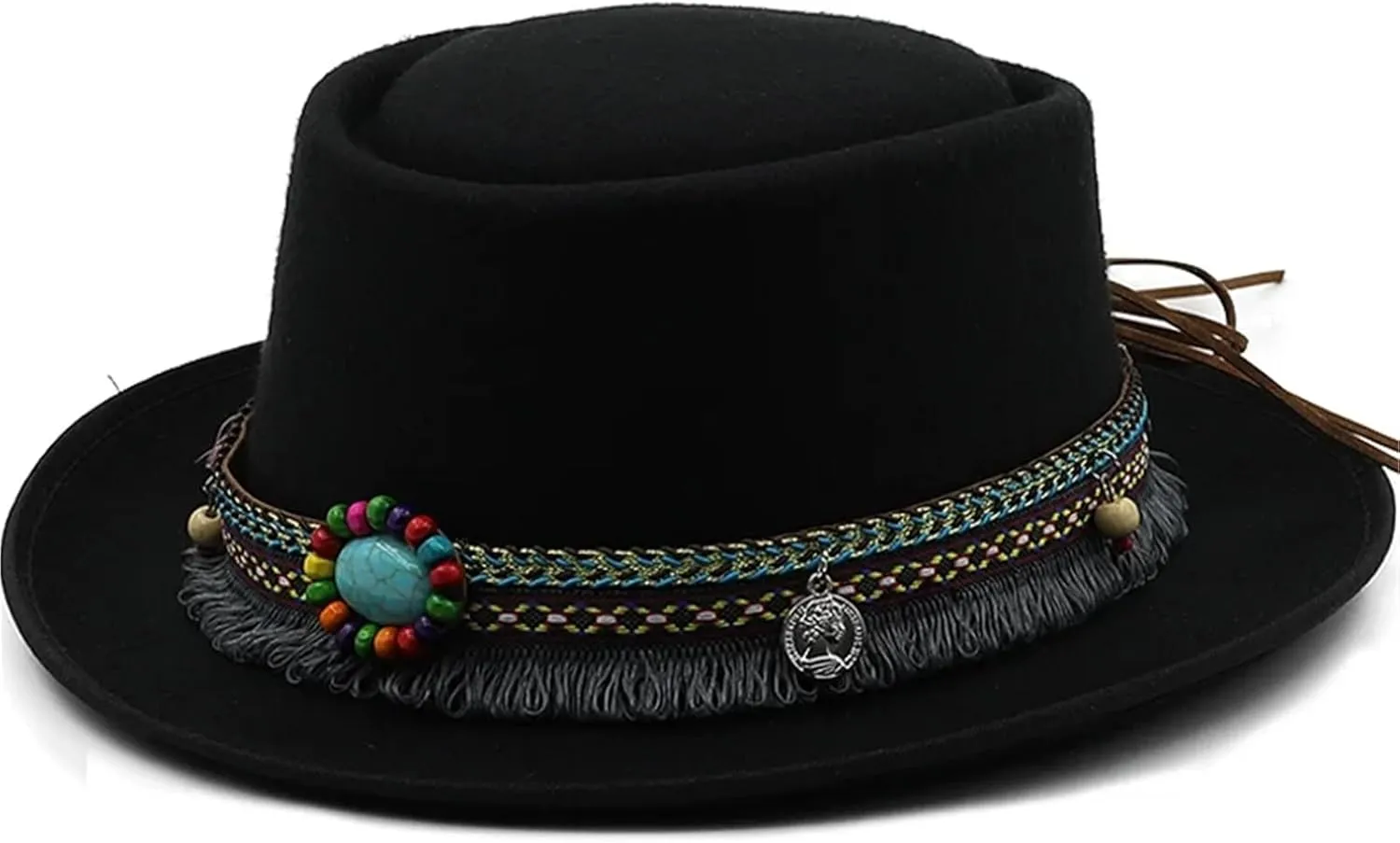 Top Hat Classic Wool Soft Felt Hat for Men Wool Hat Curved Brim Hat(Black)