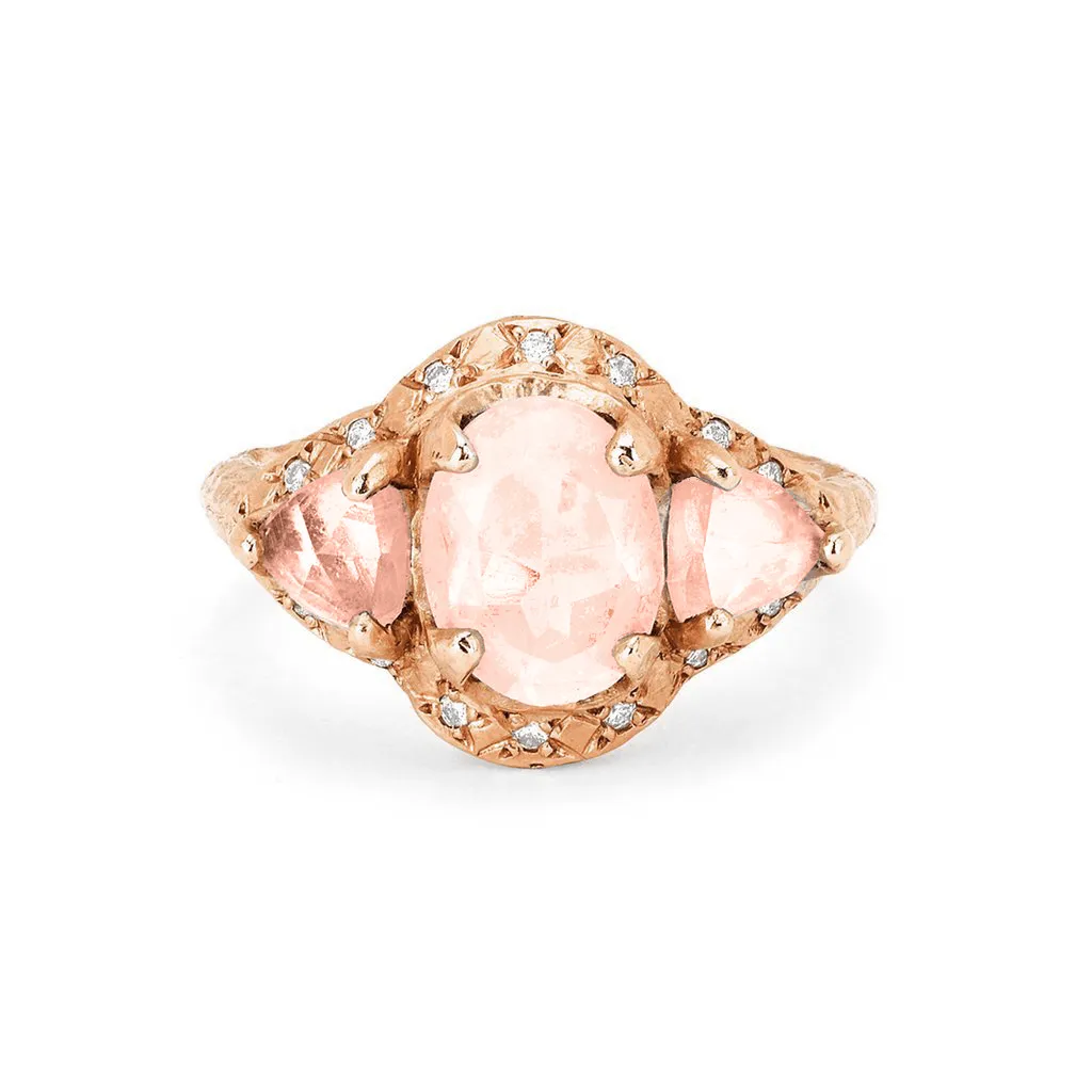 Triple Morganite Queen Ring