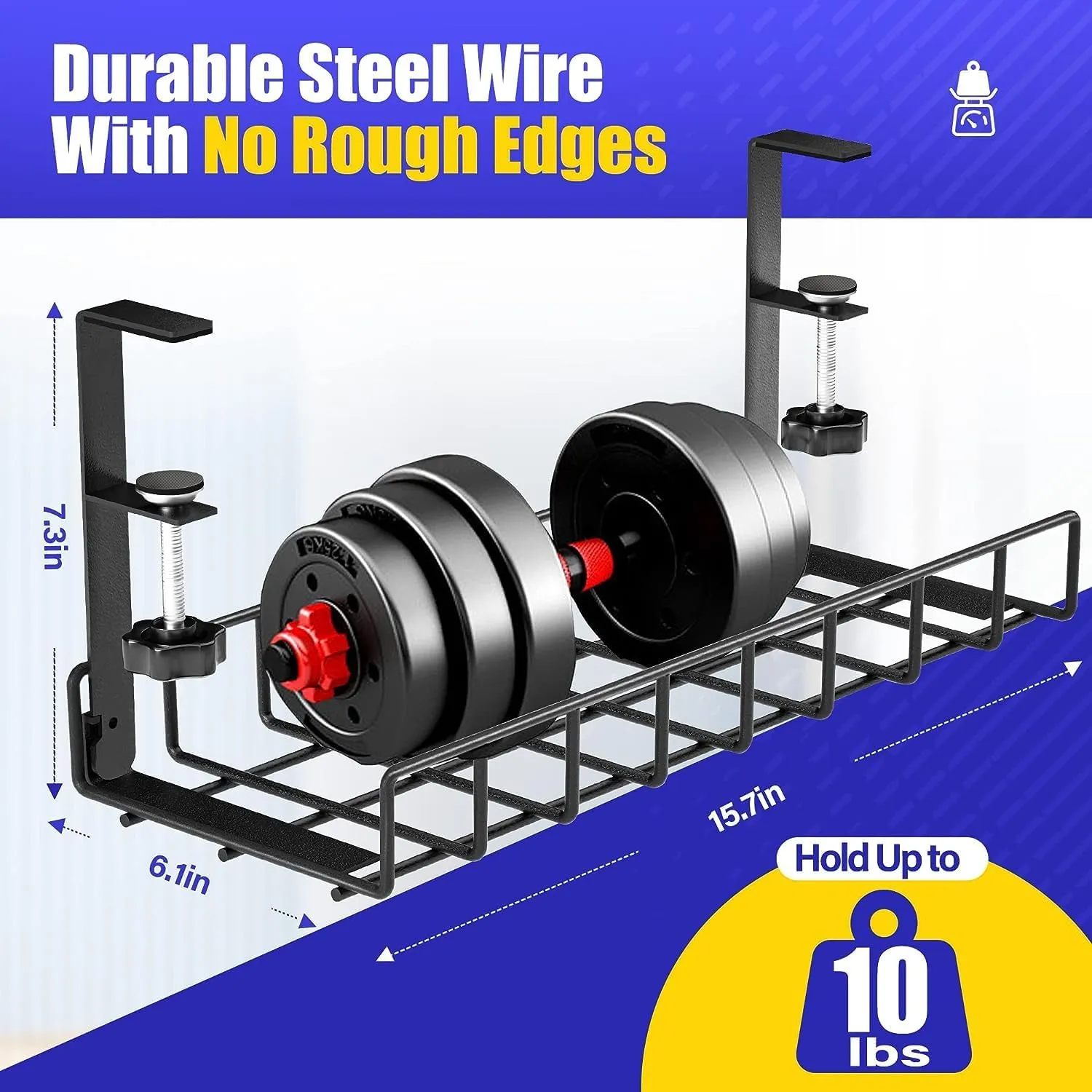 Under Desk Cable Management Tray, Xpatee Upgraded Wire Management No Drill No Screws, Cable Tray with Clamp for Wire Organizers, Computer Cord Rack for Office, Home - No Damage to Desk Black
