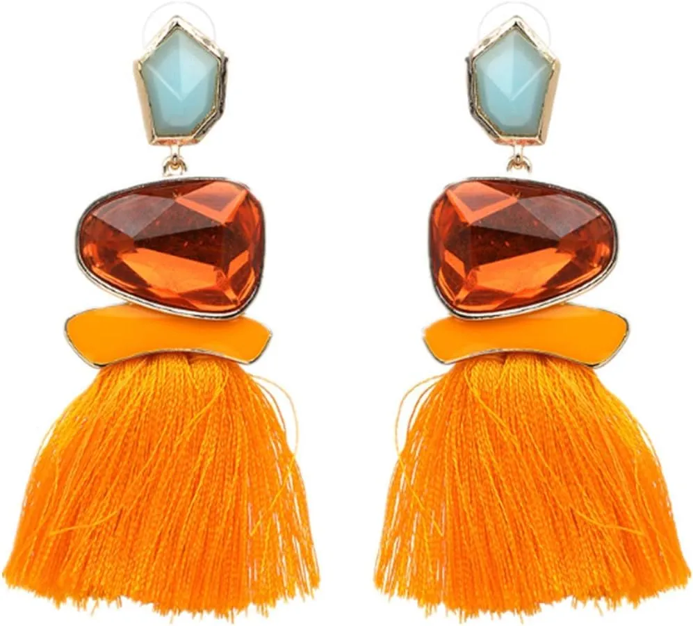 Vintage Drop Dangle Earrings Boho Tassel Earrings Water Heart Leaf Shaped Alloy Long Bohemian Drop Earrings for Women and Girls