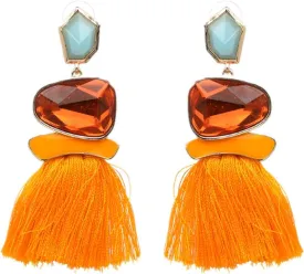Vintage Drop Dangle Earrings Boho Tassel Earrings Water Heart Leaf Shaped Alloy Long Bohemian Drop Earrings for Women and Girls