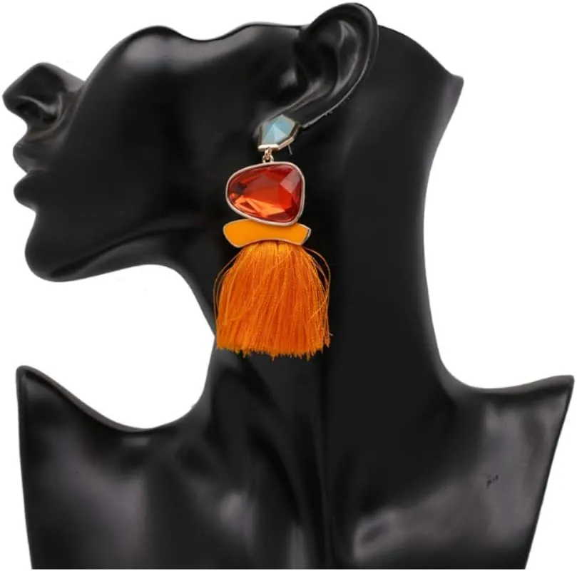 Vintage Drop Dangle Earrings Boho Tassel Earrings Water Heart Leaf Shaped Alloy Long Bohemian Drop Earrings for Women and Girls