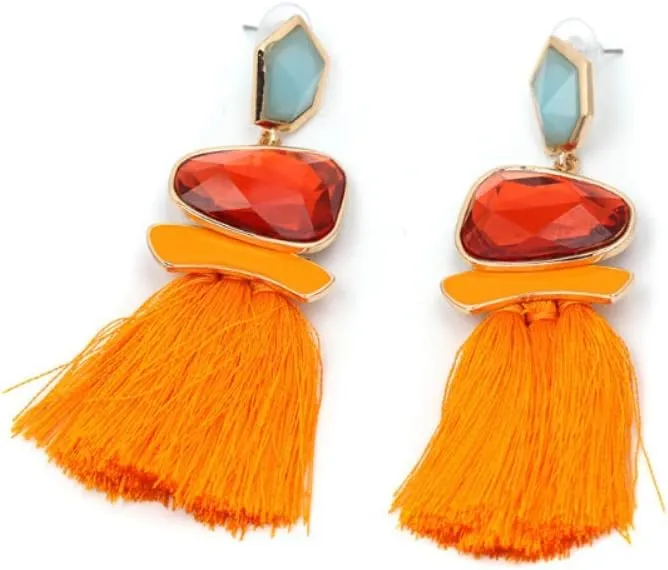 Vintage Drop Dangle Earrings Boho Tassel Earrings Water Heart Leaf Shaped Alloy Long Bohemian Drop Earrings for Women and Girls