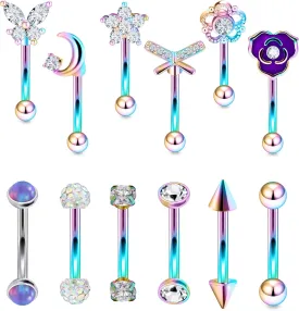 Vsnnsns Rook Daith Piercing Jewelry 16G Stainless Surgical Steel Curved Barbell Eyebrow Rings Vertical Labret Lip Piercing Jewelry Rook Daith Earrings for Women Men 6MM 8MM 10MM Hypoallergenic