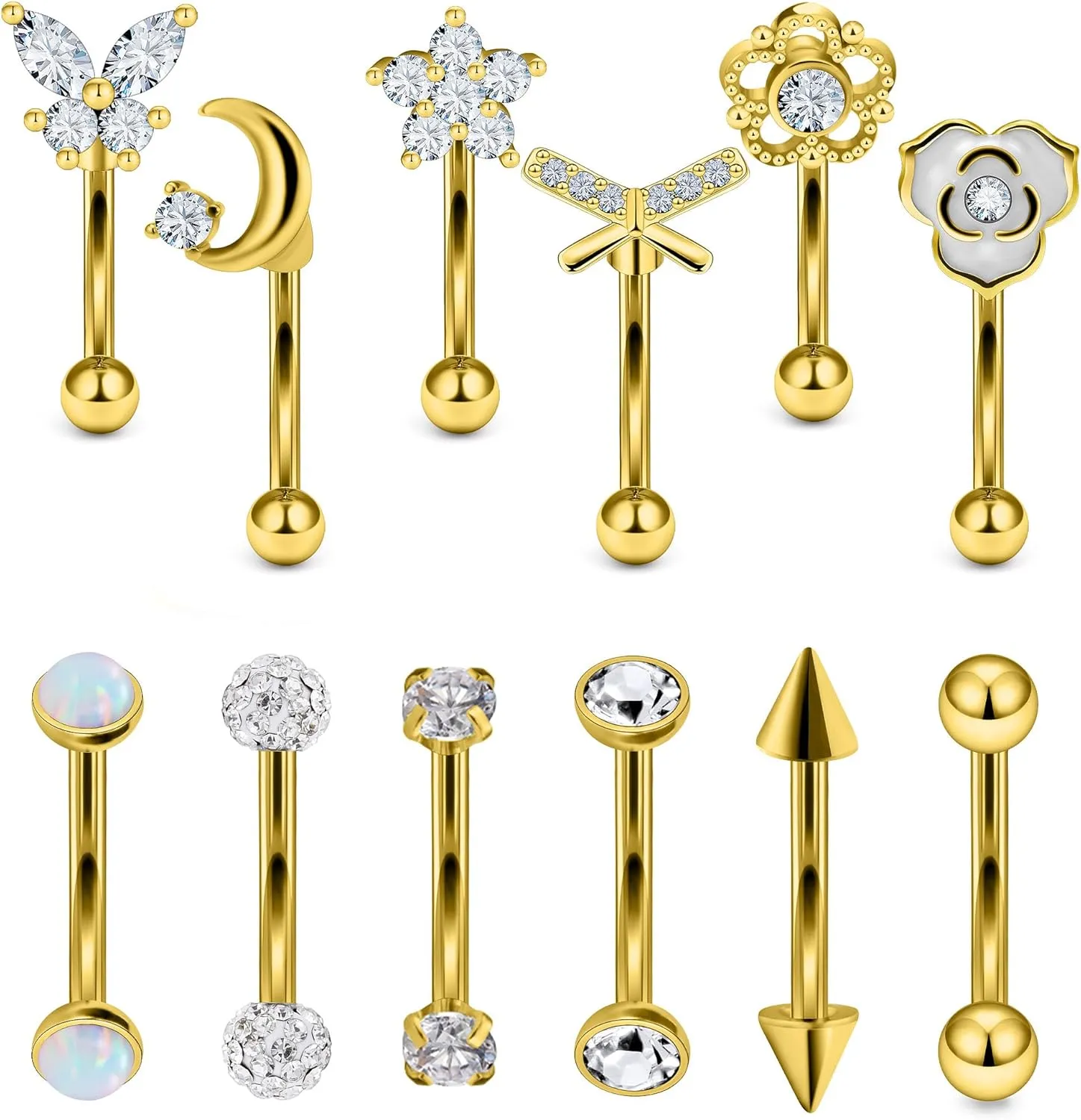 Vsnnsns Rook Daith Piercing Jewelry 16G Stainless Surgical Steel Curved Barbell Eyebrow Rings Vertical Labret Lip Piercing Jewelry Rook Daith Earrings for Women Men 6MM 8MM 10MM Hypoallergenic