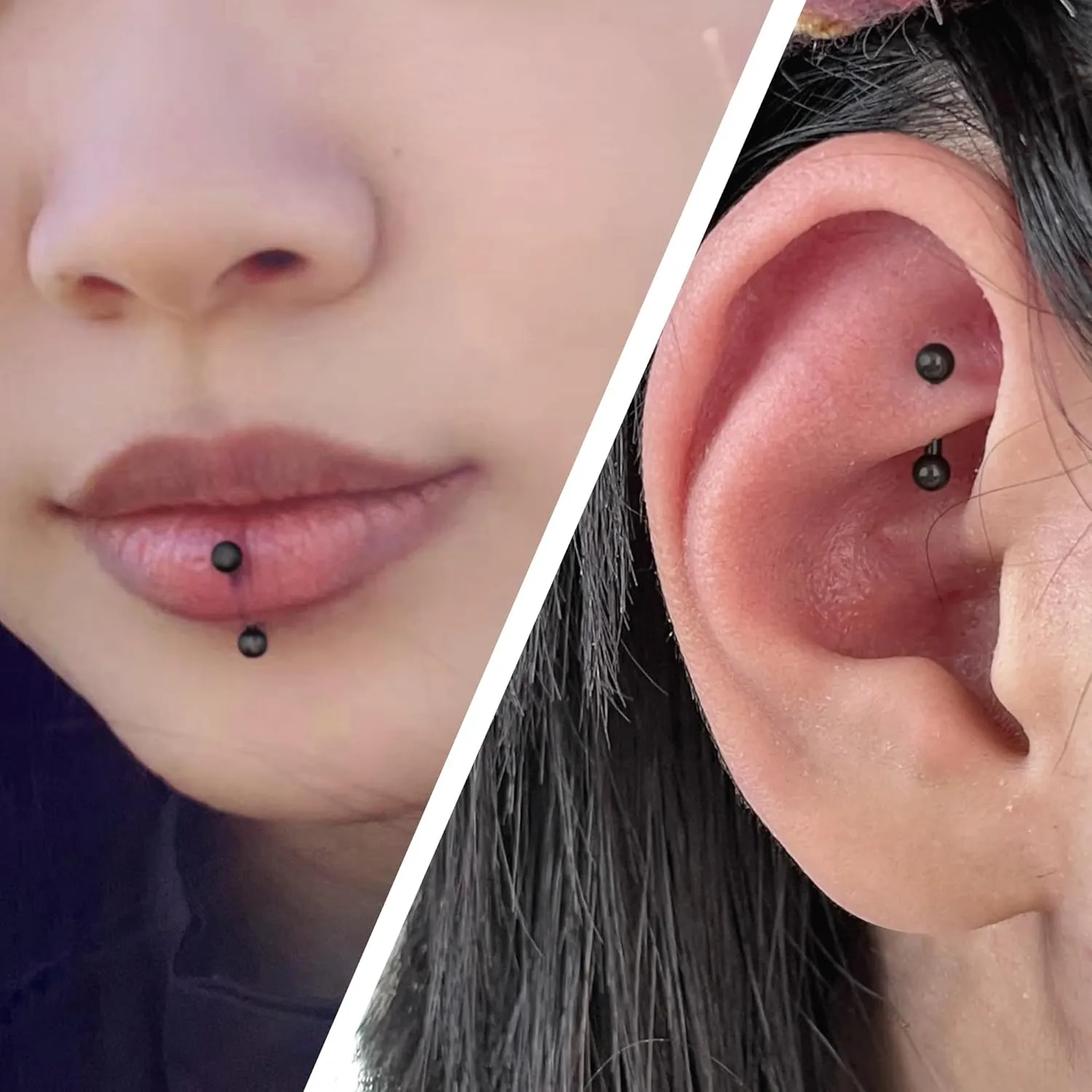 Vsnnsns Rook Daith Piercing Jewelry 16G Stainless Surgical Steel Curved Barbell Eyebrow Rings Vertical Labret Lip Piercing Jewelry Rook Daith Earrings for Women Men 6MM 8MM 10MM Hypoallergenic