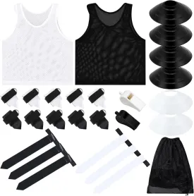 Wettarn 12 Player Football Flags and Belts Set Flag Football Set with Mesh Jersey Team Pinnies Cone Whistle Bag