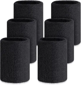 Wettarn 6 Pcs 4 Inch Wrist Sweatbands Tennis & Gymnastics Wristbands for Grips & Sport Cotton Elastic Thick Wrist Bands for Tennis & Football