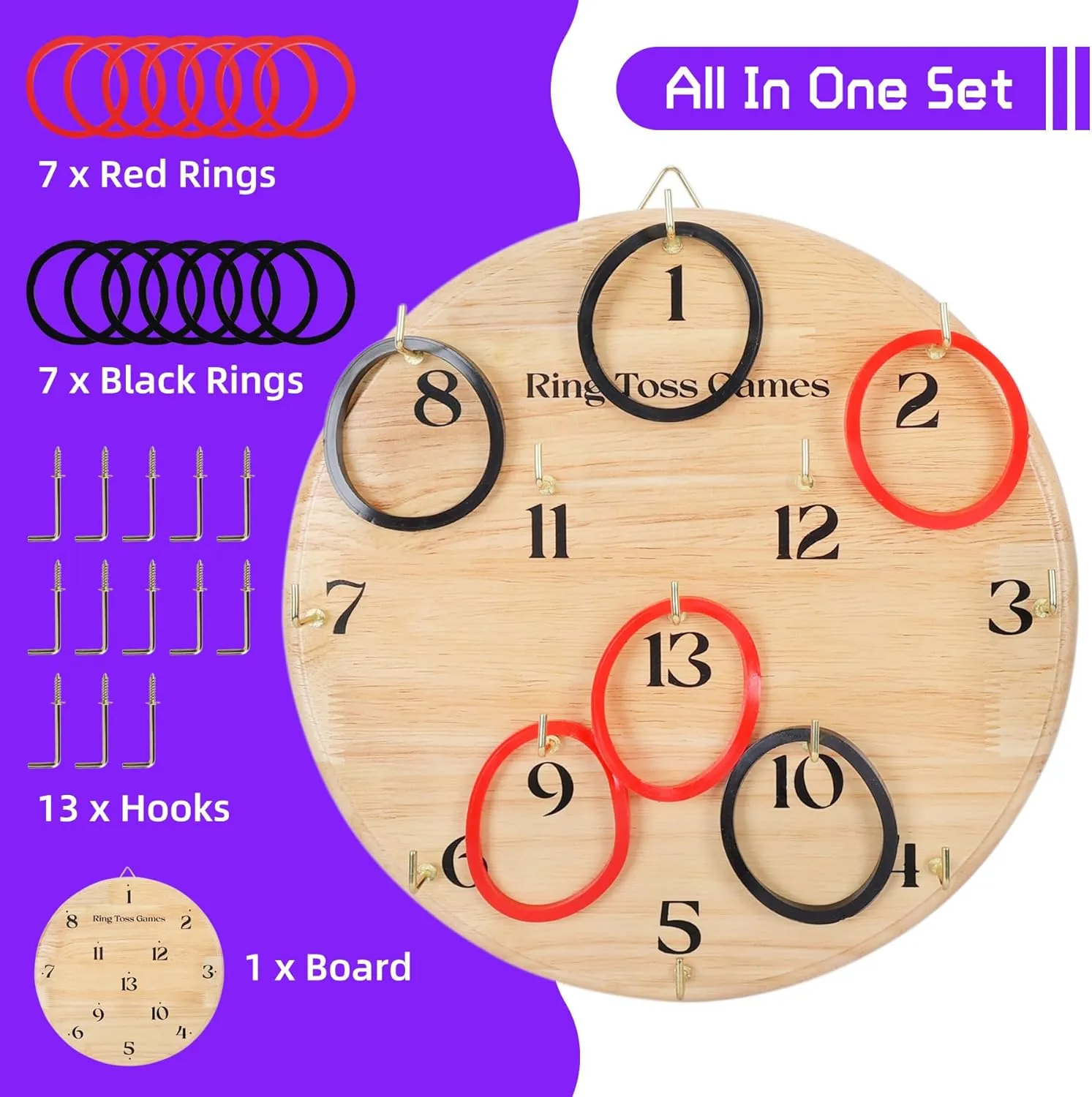 Wooden Ring Toss Game for Outdoor & Indoor Use  Fun Backyard Lawn Toss for Kids & Adults  Family Carnival Party Games, Picnic & BBQ Entertainment