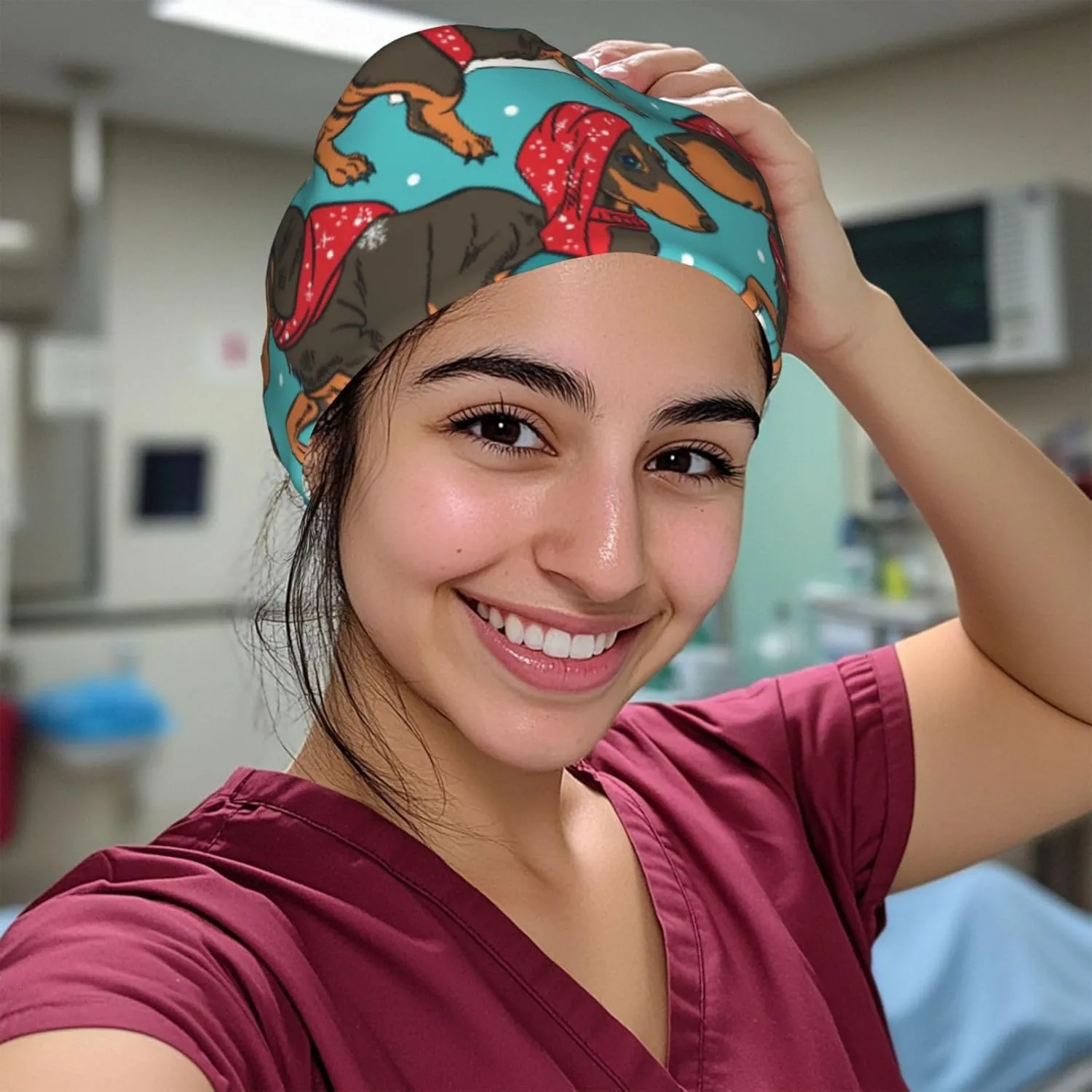 Working Cap Hat with Sweatband Comfortable and Breathable Adjustable Headgear for Men Women Scrub Cap