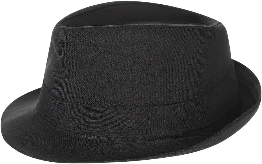 XGOPTS Kids Accessories Jazz Hat, White Gloves, Black Pre Tied Bow Tie Collar Roaring 20s Set Fedora Gangster Manhattan Hat