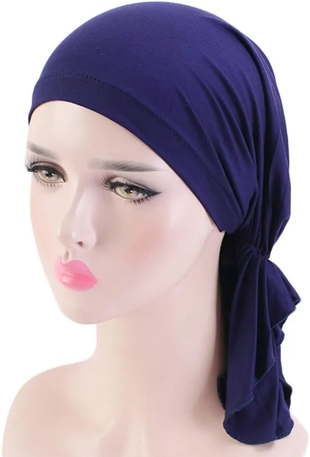 YYAOJHAO Pre Tied Headwrap for Women - Slip on Solid Bandanas Headscarf Chemo Skull Turban Hats Hair Cover Cap