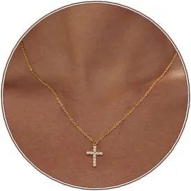 Zeffy Cross Necklace for Women,18K Gold/Silver Plated Tiny Cubic Zirconia Cross Pendant Necklace for Women Simple Layered Cross Necklaces for Women